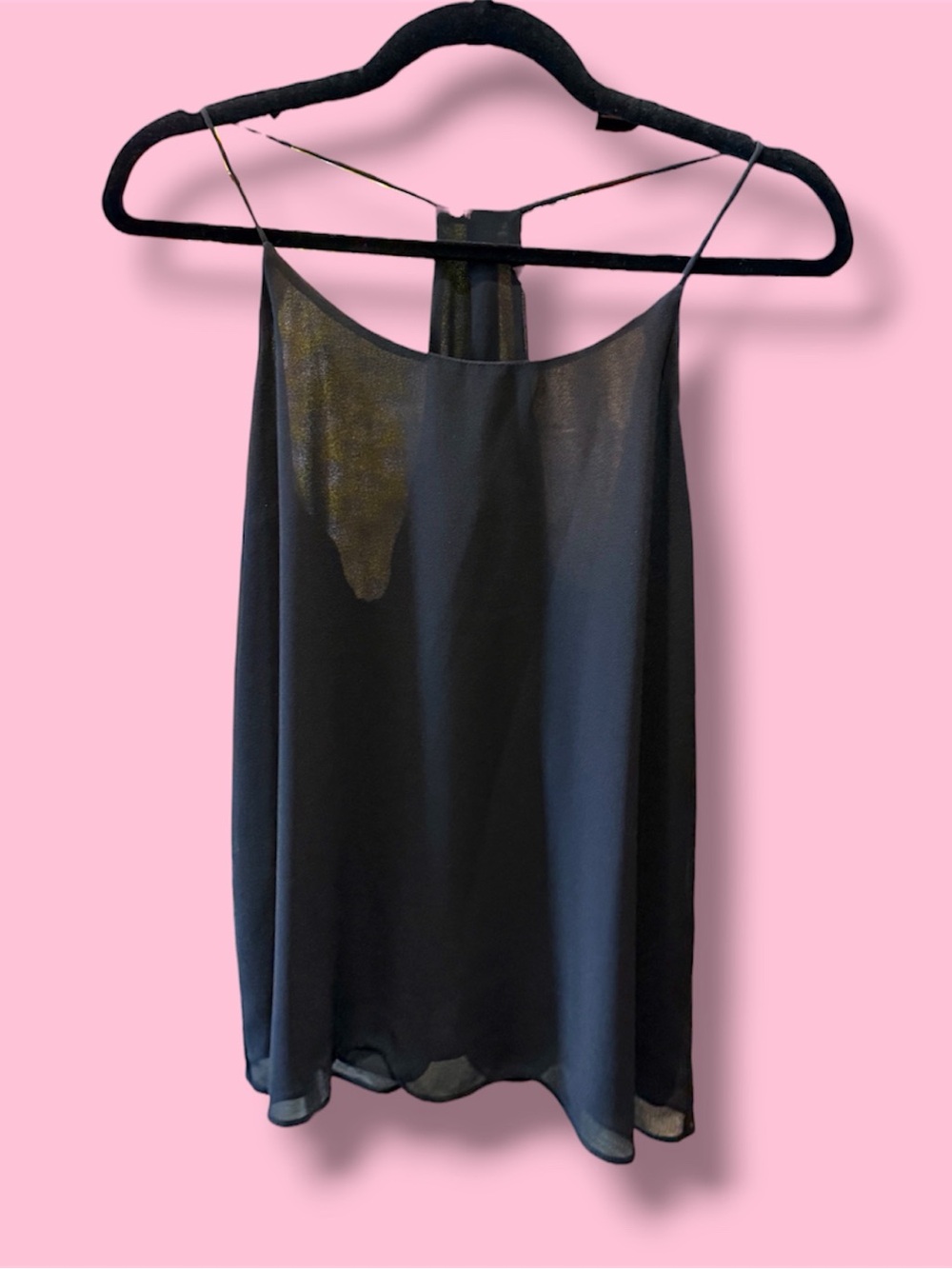 Naked Zebra Satin-Look Black Spaghetti Strap Women's Tank Top NEW WITH TAGS #122